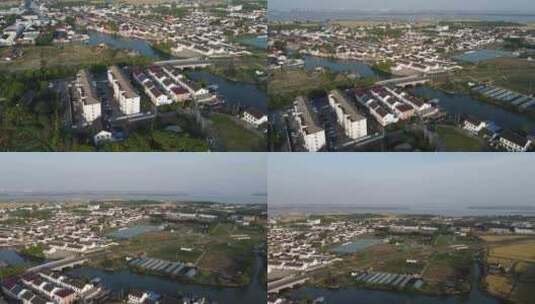 4k航拍苏州阳澄湖的渔业村高清在线视频素材下载