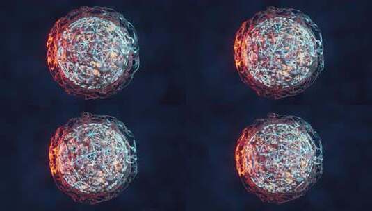 生物化学球体与数字网格线，三维渲染。高清在线视频素材下载