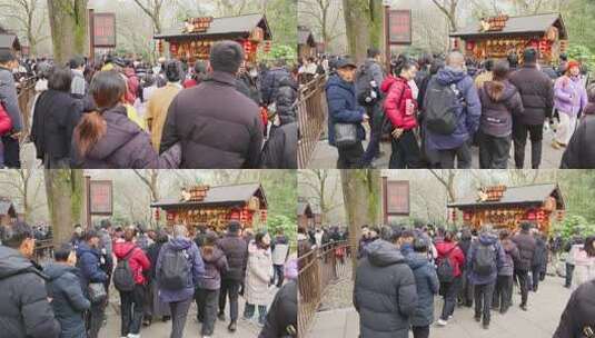 4k飞来峰灵隐寺售票处广场高清在线视频素材下载