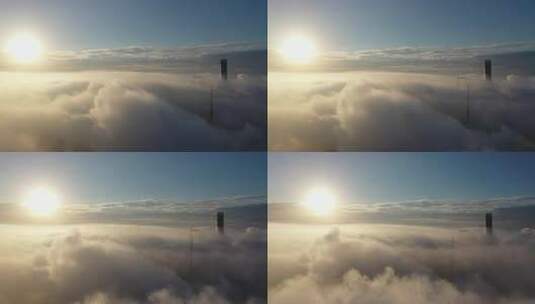 上海陆家嘴高楼云海景观高清在线视频素材下载