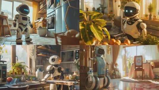 机器人管家 AI人工智能机械人 家居助理高清在线视频素材下载