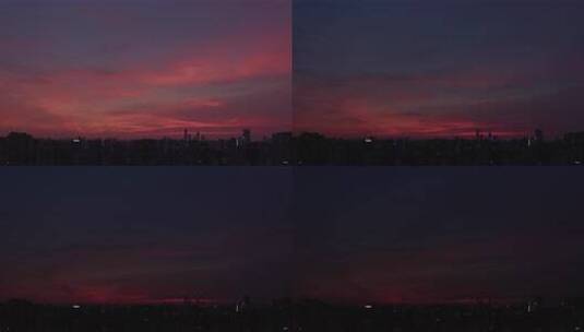 长沙火烧云晚霞夜幕降临【延时】高清在线视频素材下载