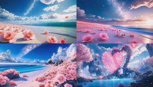 合集 唯美海边梦幻风光 爱情主题背景片头高清在线视频素材下载