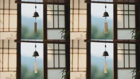 日式风铃被风吹动的风铃高清在线视频素材下载