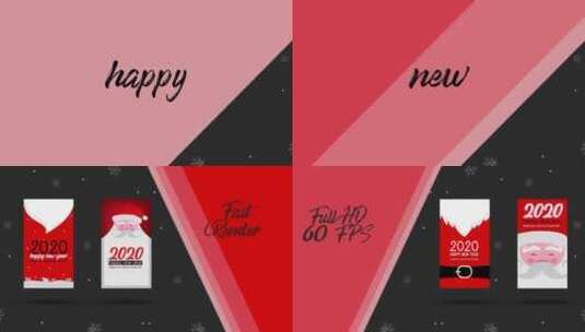 红色动态庆祝新年竖版海报设计AE模板高清AE视频素材下载