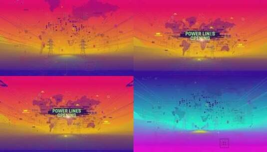 干净简约电力线路开通能源动态分布世界地图工程介绍高清AE视频素材下载