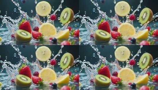 水果入水溅起水花瞬间高清在线视频素材下载