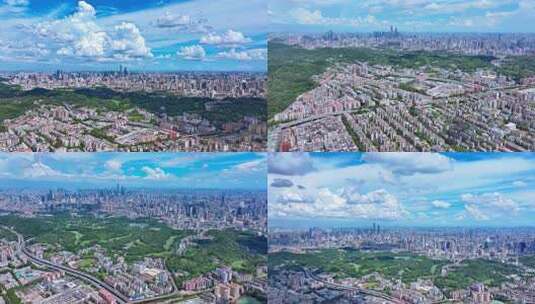 航拍广州大全景延时俯瞰越秀山麓湖公园高清在线视频素材下载