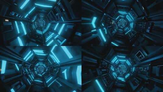 科技感蓝色隧道背景素材高清在线视频素材下载