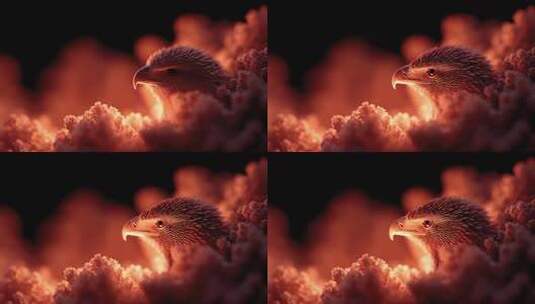 火焰中雄鹰目光如炬尽显王者风范高清在线视频素材下载