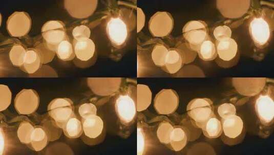 暖光光斑效果的串灯特写高清在线视频素材下载