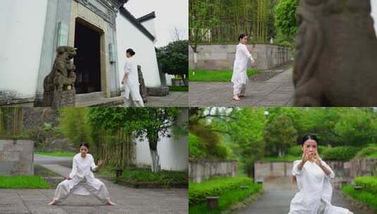 4K美女在古色古香的房子前舞蹈高清在线视频素材下载