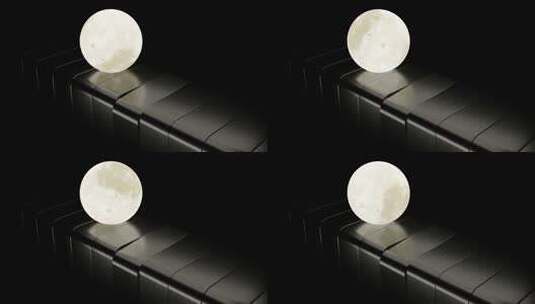 钢琴键上的月亮特写高清在线视频素材下载