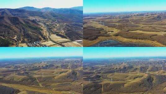 航拍承德冬天围场风机高清在线视频素材下载