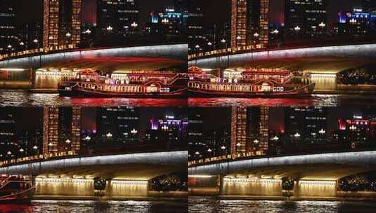 广州夜景 珠江夜游高清在线视频素材下载