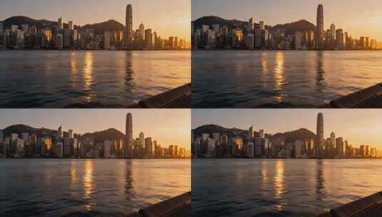 香港城市建筑日落景观高清在线视频素材下载