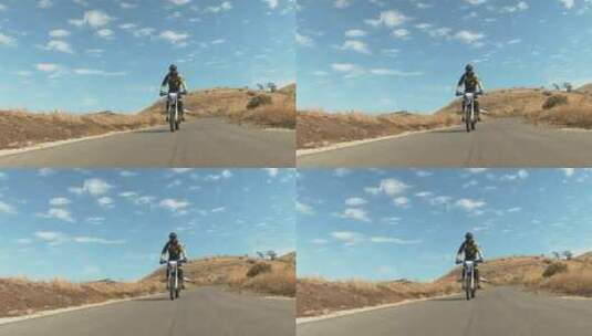 骑手在公路上驾驶摩托高清在线视频素材下载