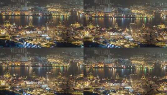 香港码头的夜景延时高清在线视频素材下载