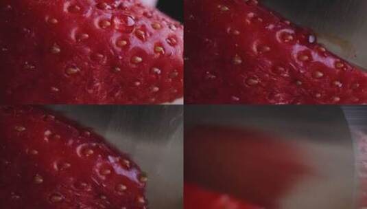 切开草莓的特写镜头高清在线视频素材下载