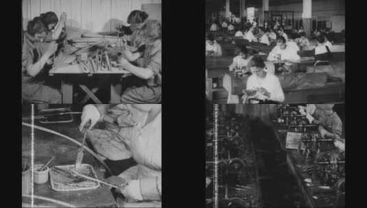 上世纪工厂里的女工在工作高清在线视频素材下载