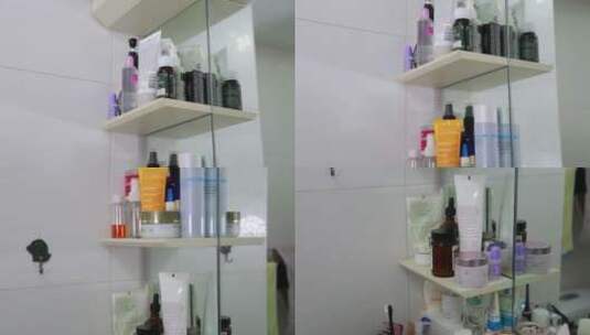 化妆台盥洗池化妆品保养品高清在线视频素材下载