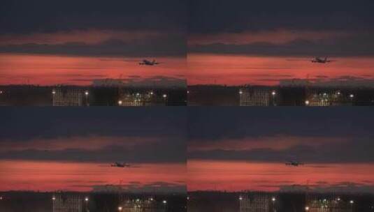 夜晚飞行的飞机高清在线视频素材下载