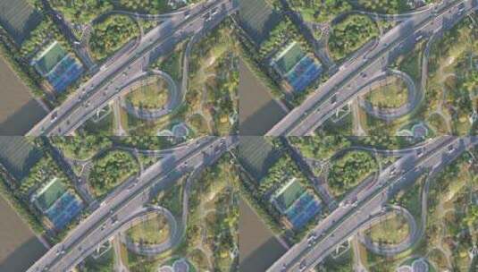 2022广州传祺公园立交桥转盘交通高清在线视频素材下载