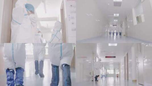 原创实拍防疫人员穿隔离衣奔跑推床抢救病患高清在线视频素材下载