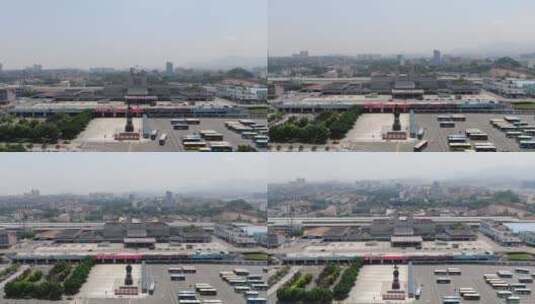 航拍江西赣州火车站地标建筑高清在线视频素材下载