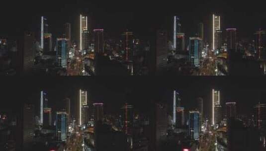 无锡市区三阳广场夜景航拍4K视频素材高清在线视频素材下载