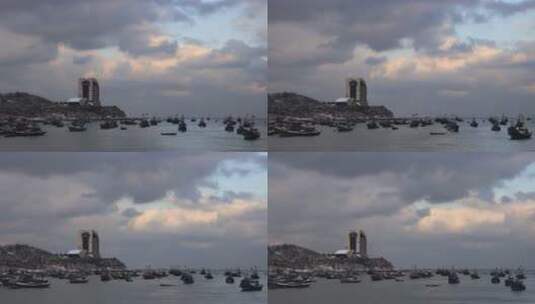 冬天威海合庆海湾上空的云延时高清在线视频素材下载