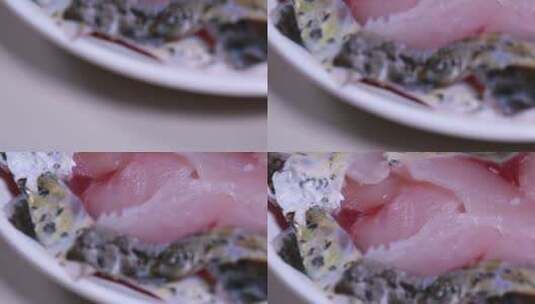 一盘鱼肉生鱼片高清在线视频素材下载