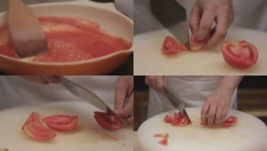 【镜头合集】番茄榨汁熬制西红柿底料高清在线视频素材下载