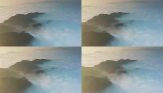 航拍高山群山山峰之间云雾云海高清在线视频素材下载