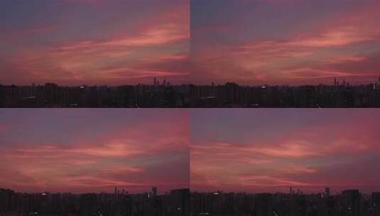 长沙大气晚霞火红色天空高清在线视频素材下载