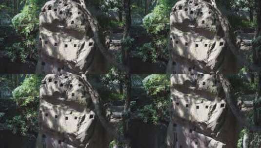 杭州宝石山景区大石佛院造像高清在线视频素材下载