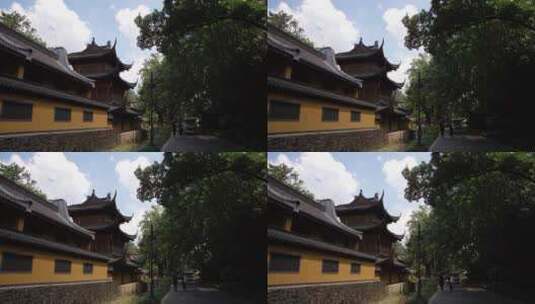 杭州飞来峰三天竺法镜寺建筑高清在线视频素材下载