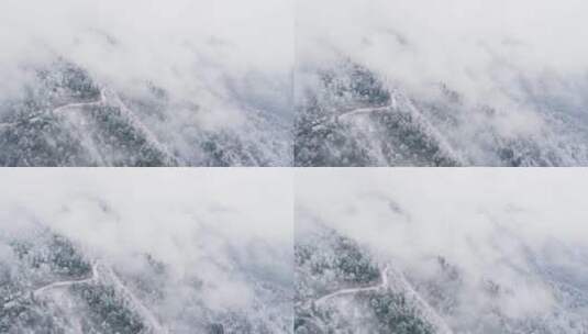 冬季山林雪景航拍高清在线视频素材下载