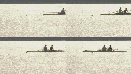 旅游景区 航拍南京玄武湖阳光下划船 中景高清在线视频素材下载