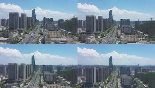 航拍杭州萧山地区市心路高清在线视频素材下载