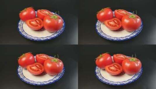 盘子里西红柿番茄高清在线视频素材下载
