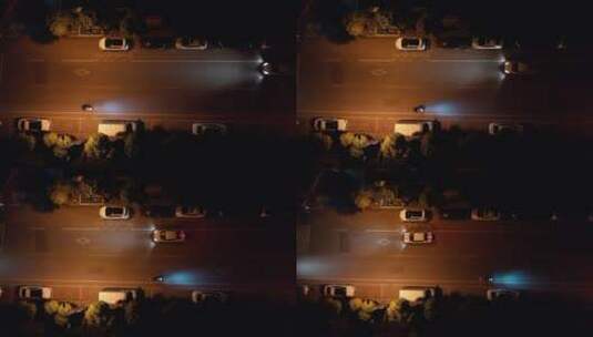 扬州 夜晚 航拍 马路 车辆行驶高清在线视频素材下载