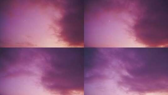 唯美晚霞彩霞傍晚黄昏云彩紫色天空梦幻云朵高清在线视频素材下载