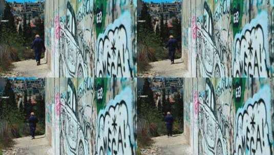 巴勒斯坦的巴以隔离墙高清在线视频素材下载