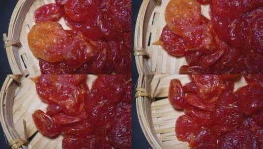 果脯梅子干蜜饯圣女果干西红柿干高清在线视频素材下载