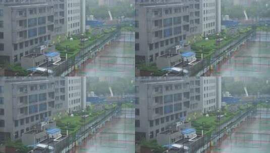 雾气雾霾阴天下雨暴雨中的城市高清在线视频素材下载