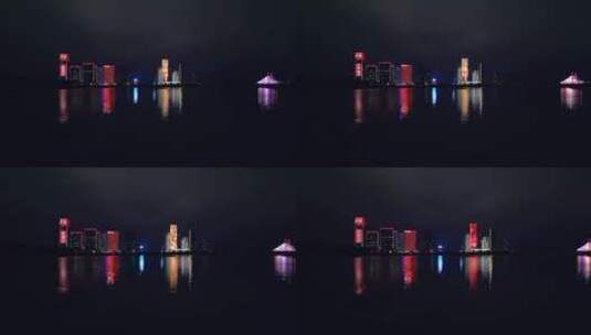 义乌城市地标夜景灯光秀高清在线视频素材下载