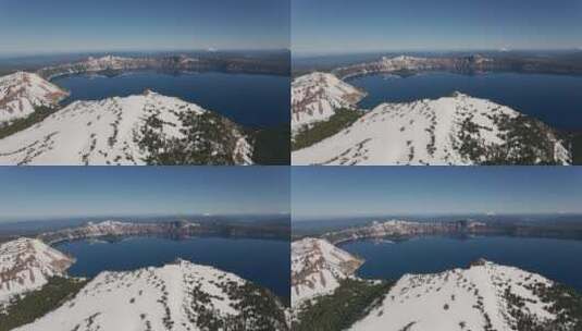 雪山环绕的湖泊天际线景观高清在线视频素材下载