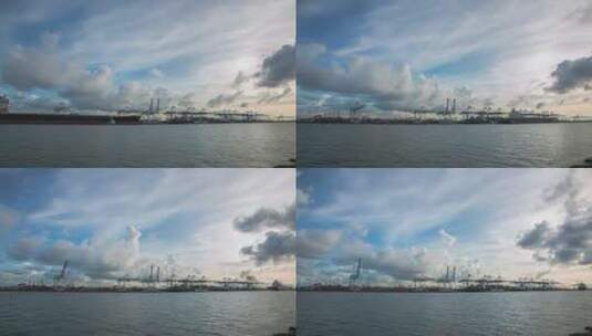 海湾港口延时摄影高清在线视频素材下载