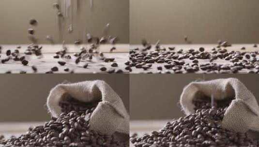 实拍升格精选咖啡豆高清在线视频素材下载